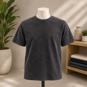 Chrome Angels T-Shirt Mens Small Black Acid Wash Short Sleeve Crew Neck Tee